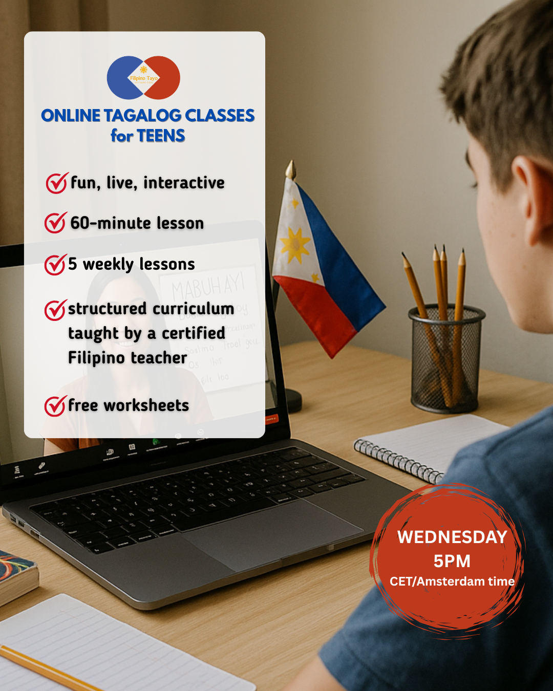 BEGINNER LEVEL Course for TEENS (WED 5PM CET)