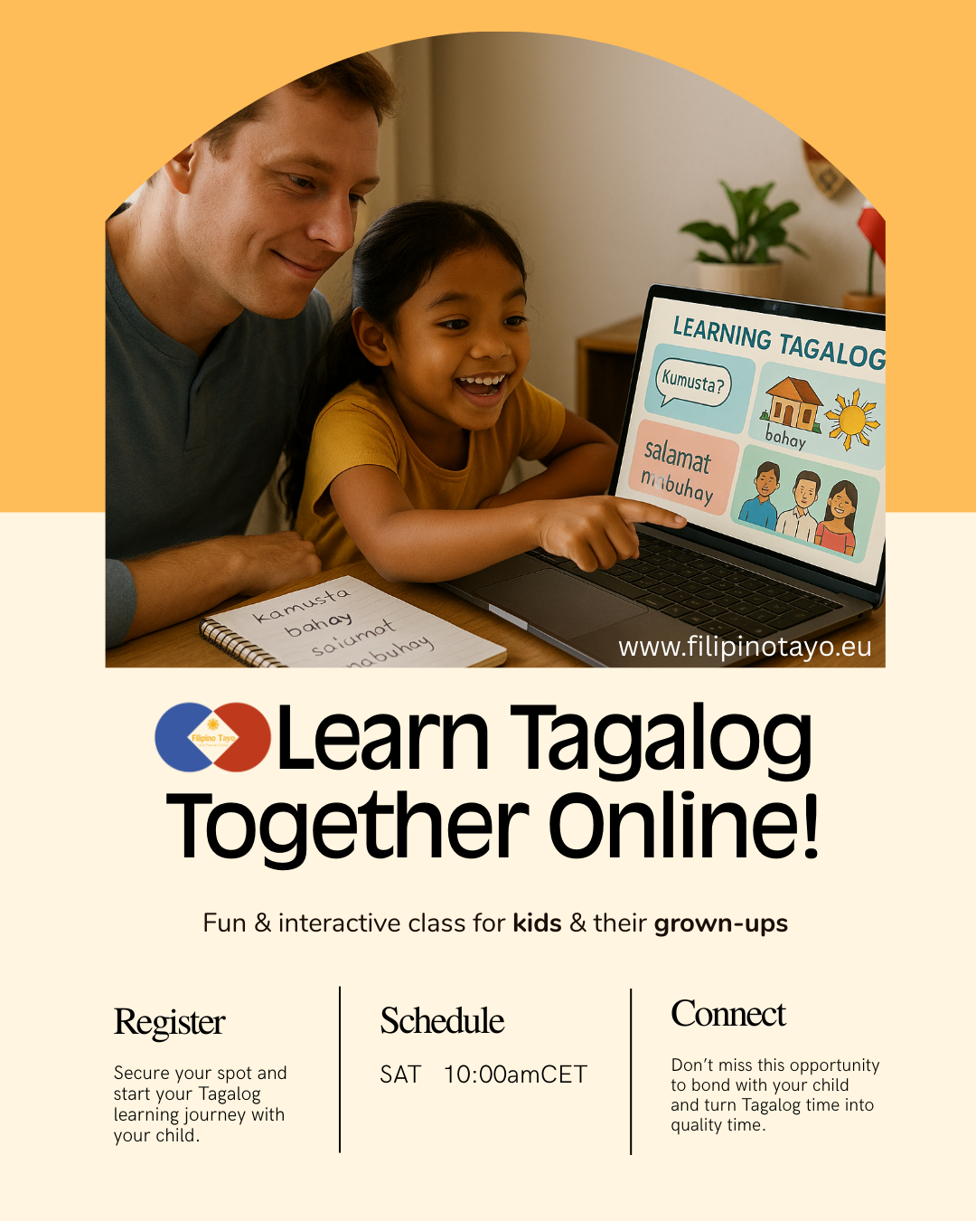 Online Tagalog Class for Parent-Child BEGINNER LEVEL (SAT 10am CET)