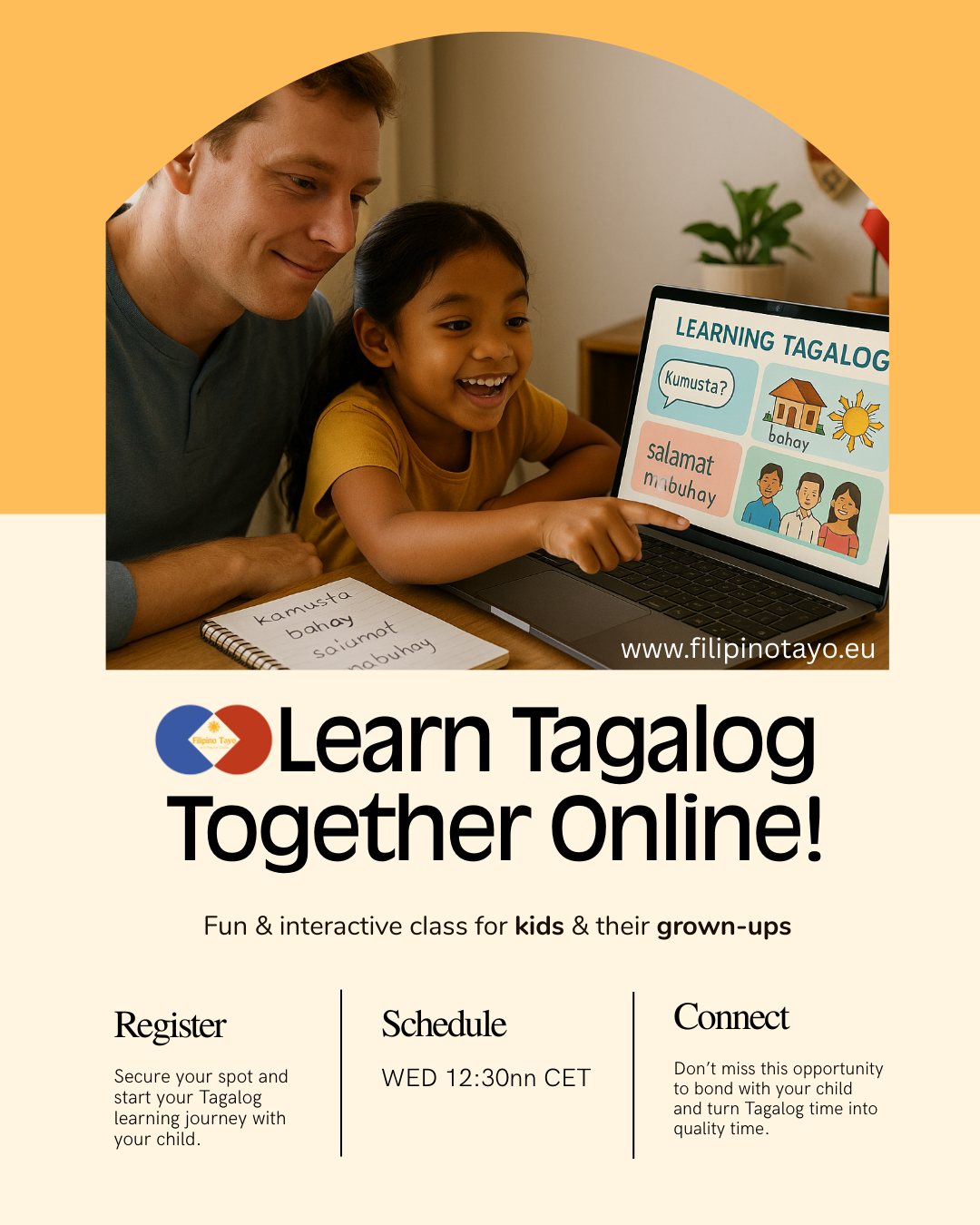 Online Tagalog Class for Parent-Child BEGINNER LEVEL (WED 12:30nn CET)
