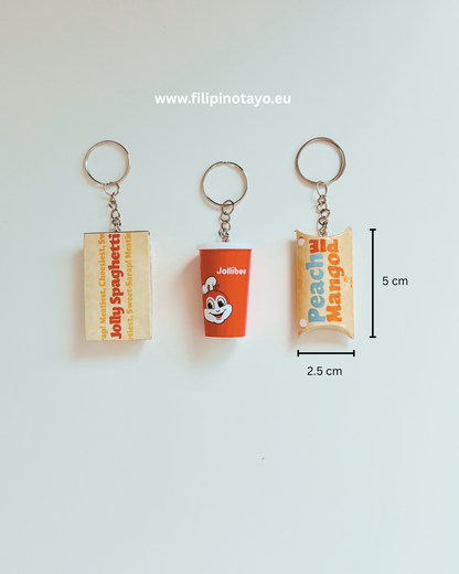 SET of 3pcs ASSORTED 3D Keychains/Bag Charm - Jollibee & Philippine Snacks