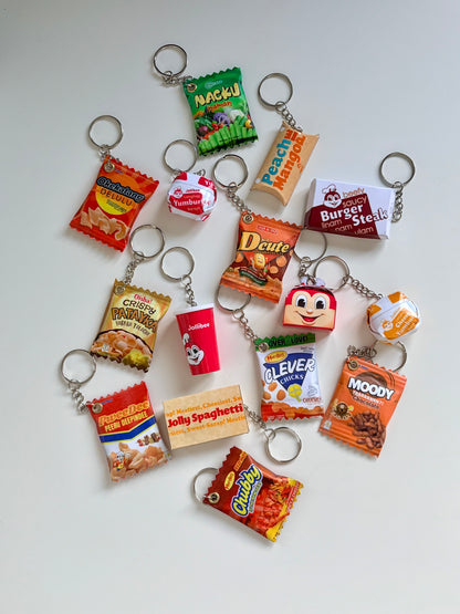 SET of 3pcs ASSORTED 3D Keychains/Bag Charm - Jollibee & Philippine Snacks