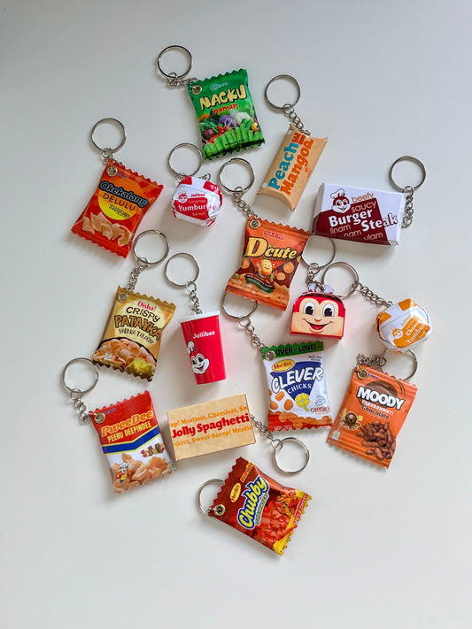 SET of 3pcs ASSORTED 3D Keychains/Bag Charm - Jollibee & Philippine Snacks