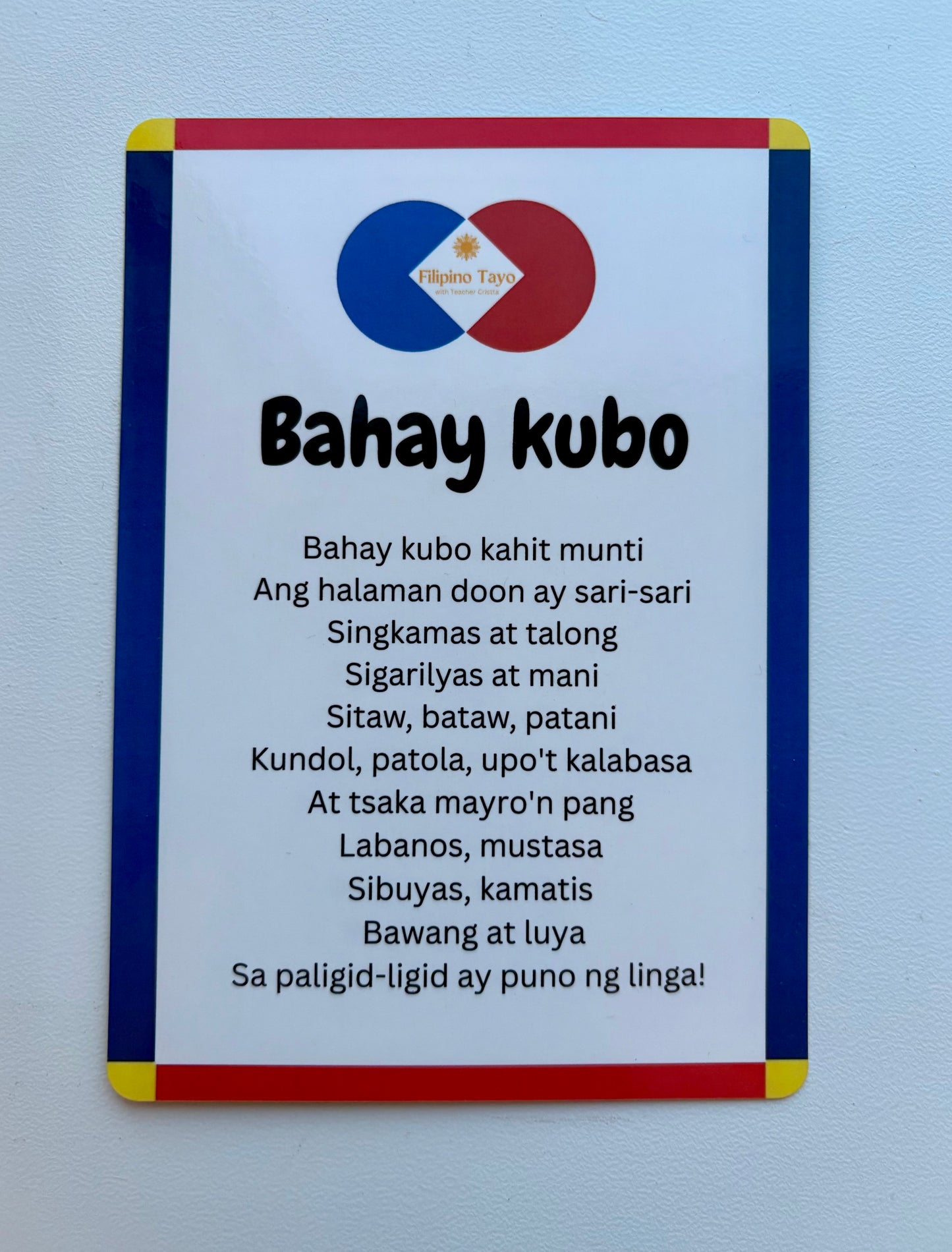 Bahay Kubo Tagalog-English flashcards