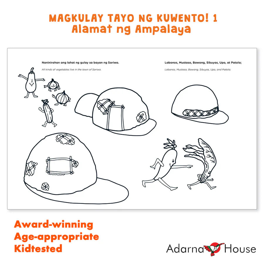 Filipino/English Picture and Coloring Book - Magkulay Tayo ng Kuwento 1: Alamat ng Ampalaya