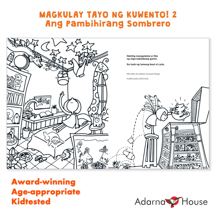 Filipino/English Picture and Coloring Book - Magkulay Tayo ng Kuwento 2: Ang Pambihirang Sombrero