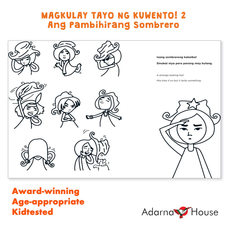 Filipino/English Picture and Coloring Book - Magkulay Tayo ng Kuwento 2: Ang Pambihirang Sombrero