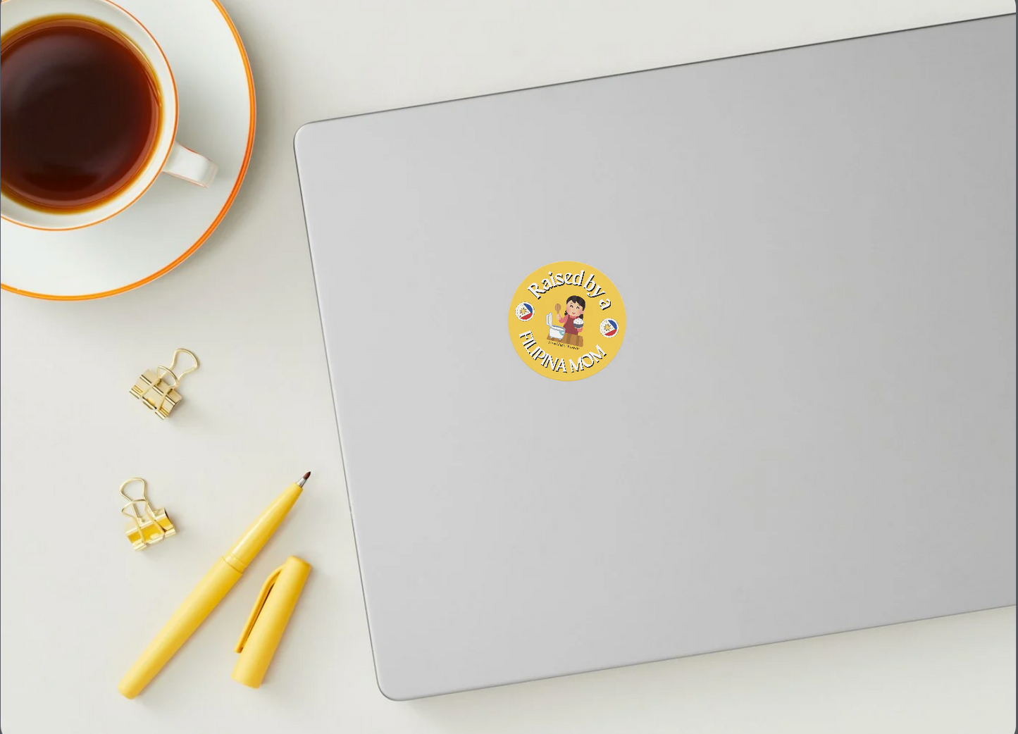 Pack of 5 stickers - Raised by a Filipina mom