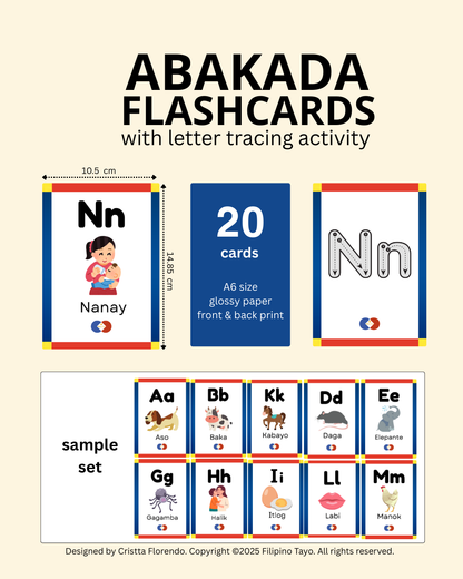 Filipino ABAKADA Flashcards with tracing activity