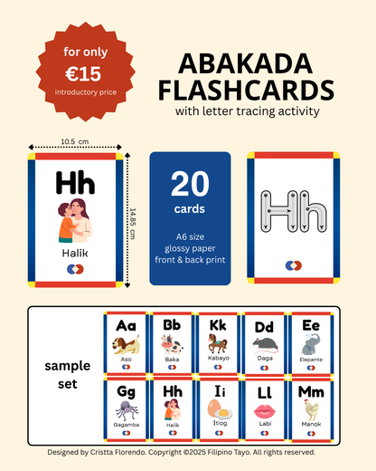Filipino ABAKADA Flashcards with tracing activity